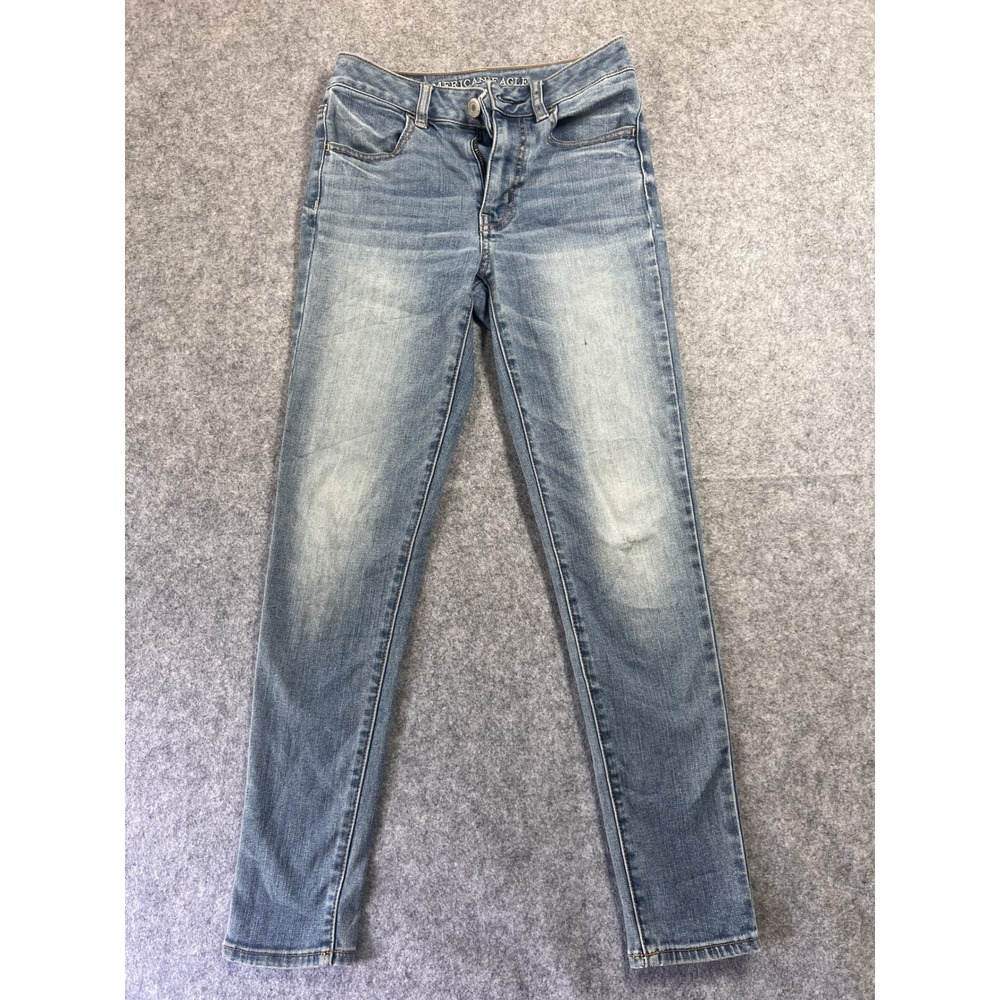 American Eagle Super Stretch Skinny Jeans 0 Short Blue Denim Cotton Blend